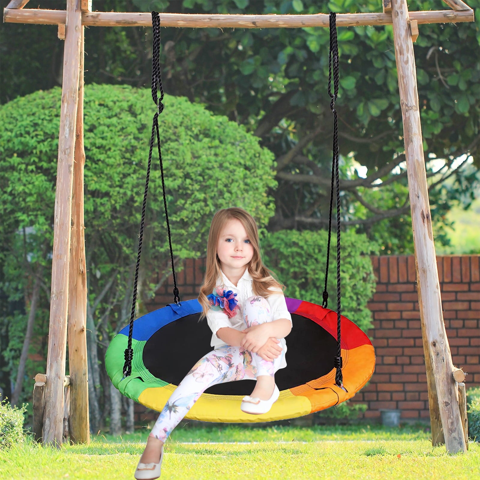 GIVIMO 40 inch Saucer Tree Swing for Kids 900D Oxford Waterproof Swing Seat for Indoor Outdoor Activity