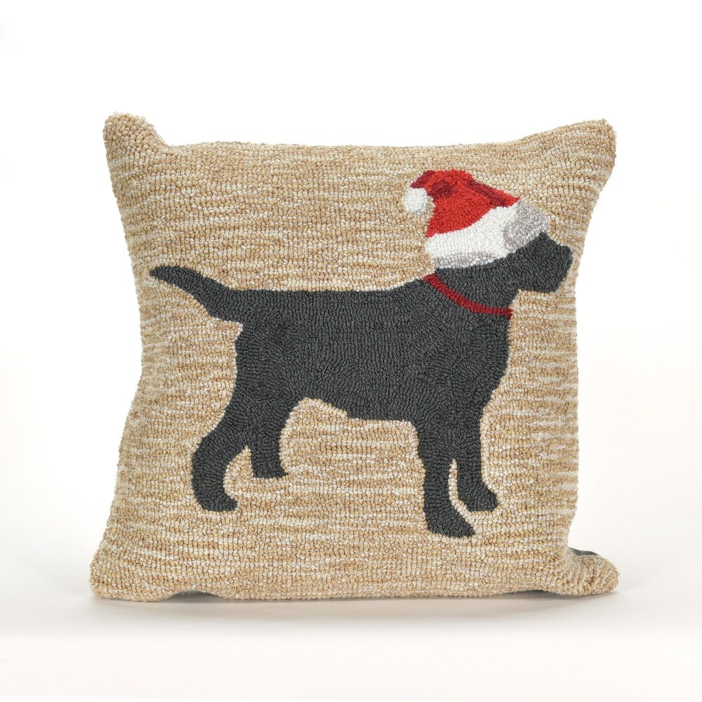 Liora Manne Frontporch Christmas Dog Indoor/Outdoor Pillow Neutral 18\