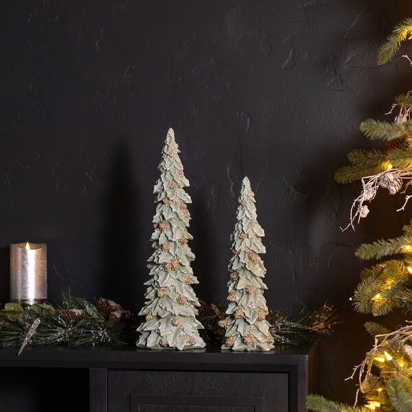 Glittered Holly Pinecone Tree (Set of 2)