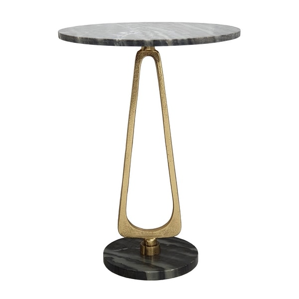 AandB Home Cintra Marble and Aluminum Accent Table - Black/Gold