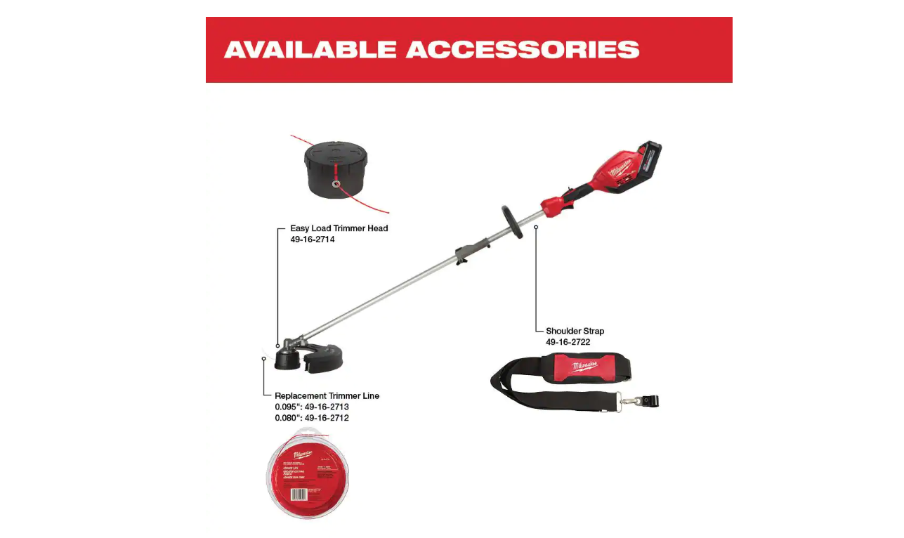 Milwaukee 2825-21ST-49-16-2713 M18 FUEL 18V Lithium-Ion Brushless Cordless String Trimmer with Quik-Lok Attachment Capability， 250 ft. Trimmer Line