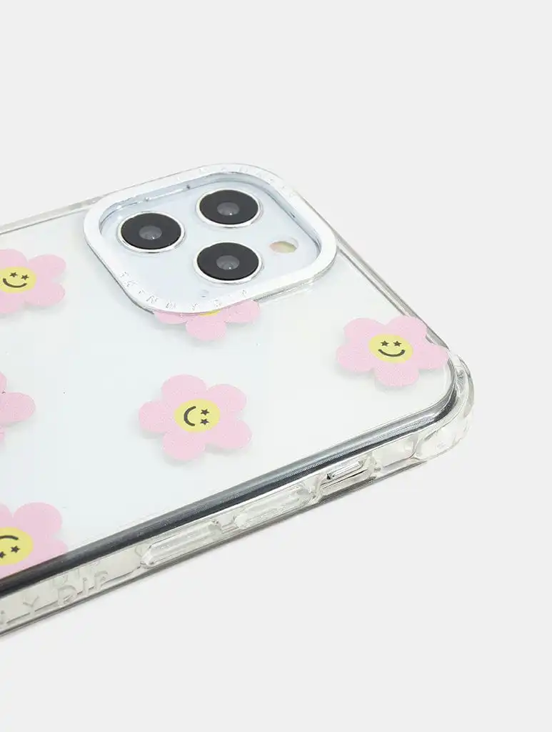 Pink Flower Happy Face Shock iPhone Case