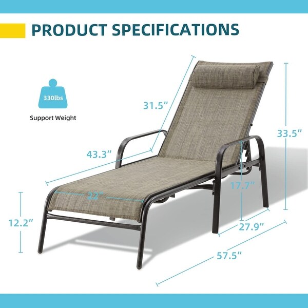 EROMMY Outdoor Patio Lounge Chair，Adjustable Recliner Outdoor Lounge Chairs，Multiple Colors Available