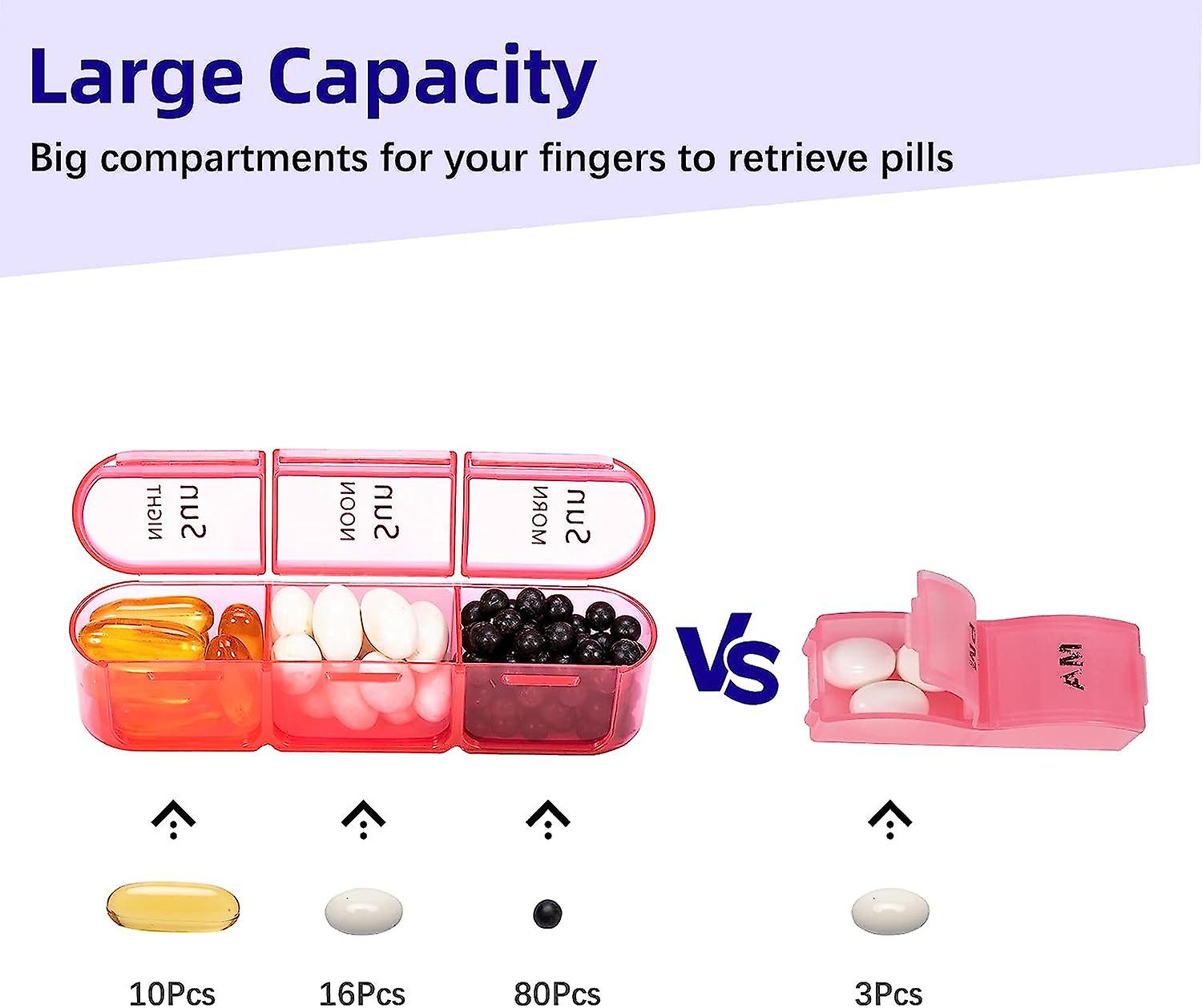 Pill Organizer 3 Times A Day - Weekly Pill Organizer 3 Times A Day - Large Pill Box 7 Day Medicine Organizer Pill Case， Pill Box Organizer Container，