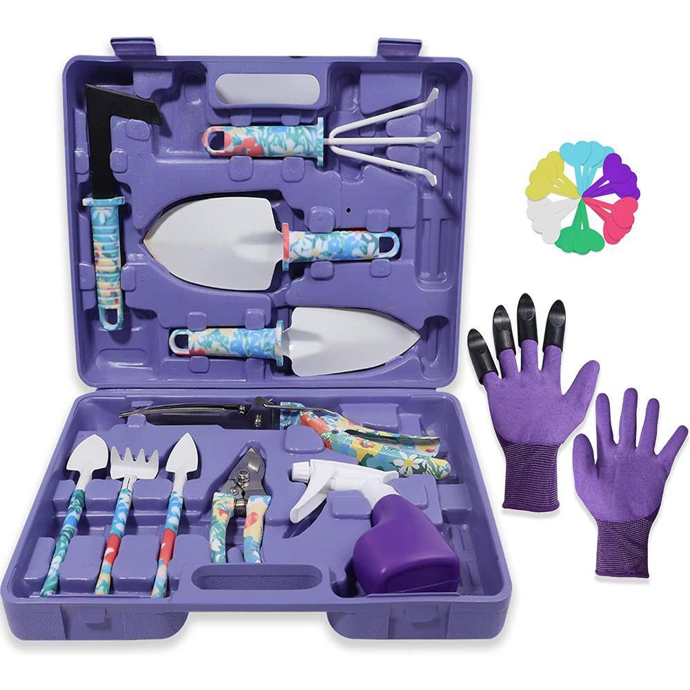 30-Piece Stainless Steel Heavy-Duty Gardening Tools with Floral Print Garden Tools Set B09DG43CNB