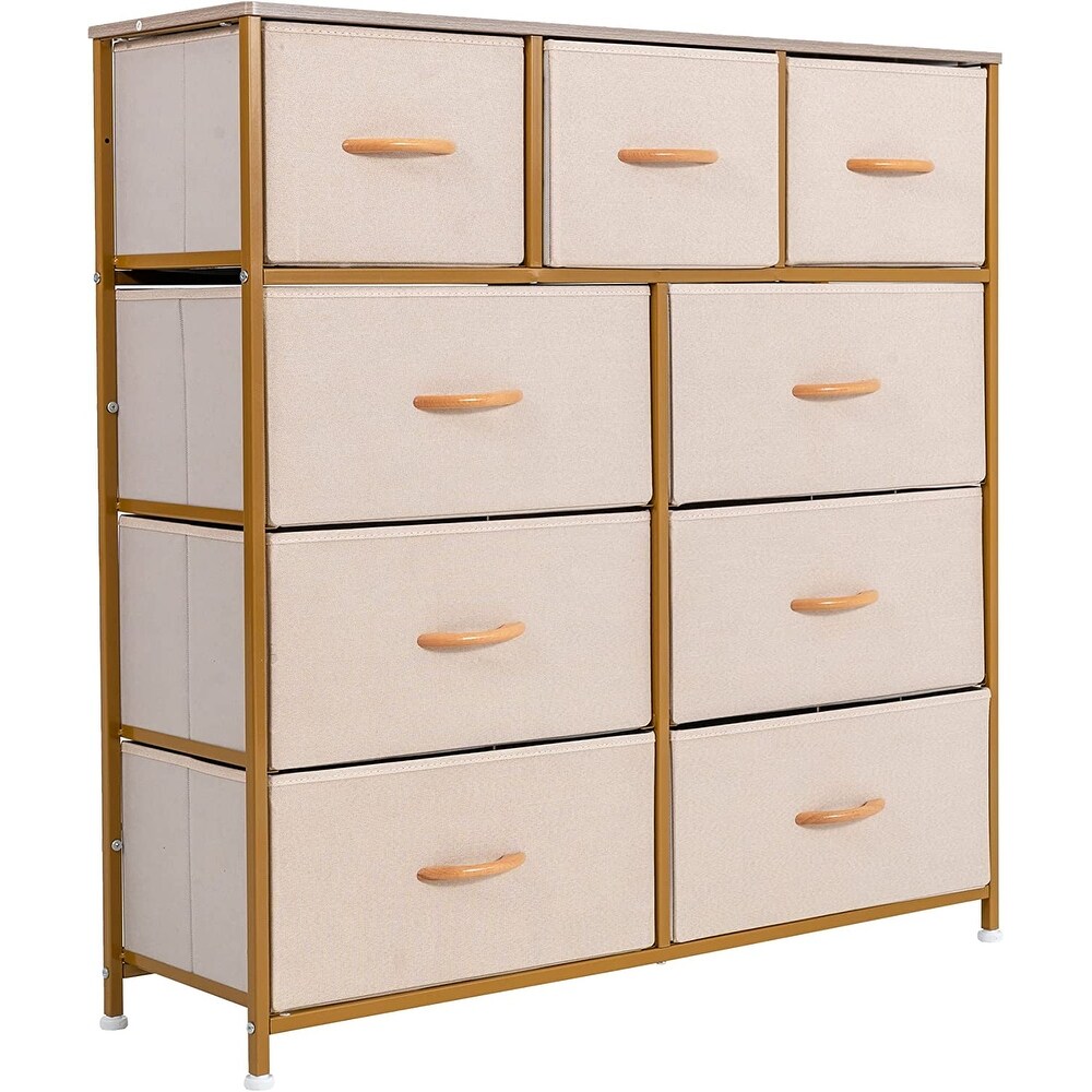 Wide Dresser Storage Tower with 9 Drawers