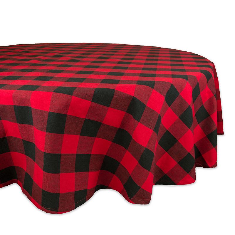 Red and Black Buffalo Checkered Pattern Round Tablecloth 70”