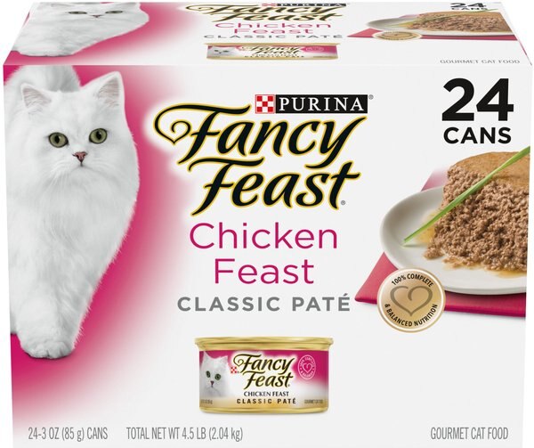 Fancy Feast Classic Pate Chicken Feast Grain-Free Pate Canned Cat Food， 3-oz can， case of 24