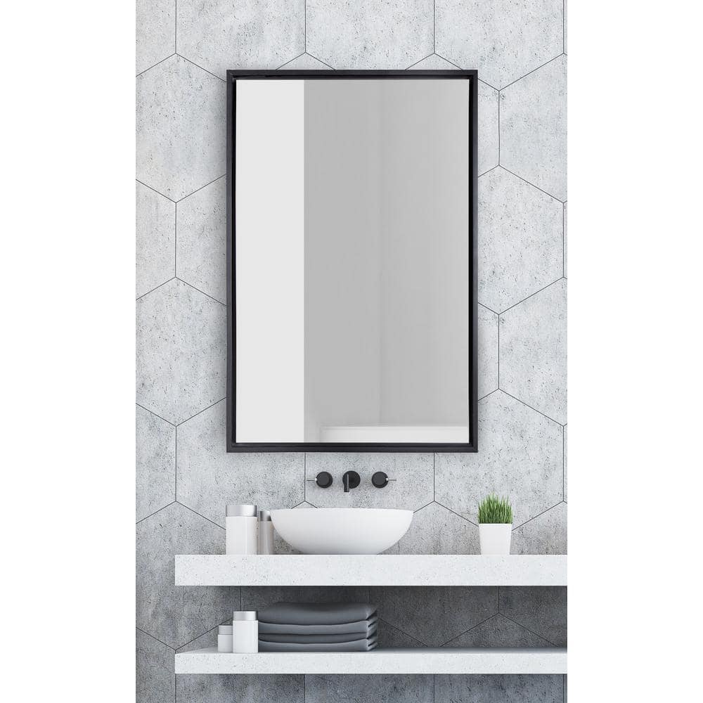 Kate and Laurel Medium Rectangle Black Modern Mirror (36 in. H x 24 in. W) 217795