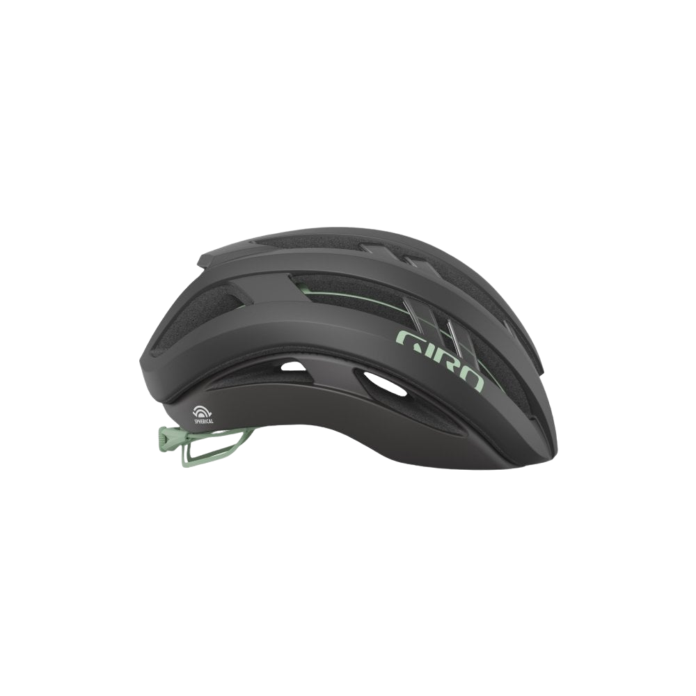 Giro Aries Spherical Road Helmet - Matt Coal-Spruce Green - 2023