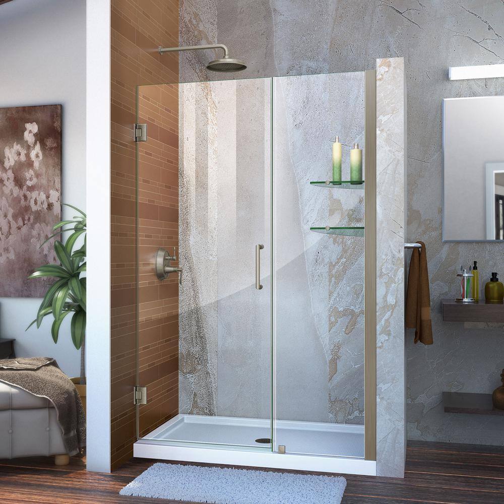 DreamLine Unidoor 45 to 46 in. x 72 in. Frameless Hinged Shower Door in Brushed Nickel SHDR-20457210S-04