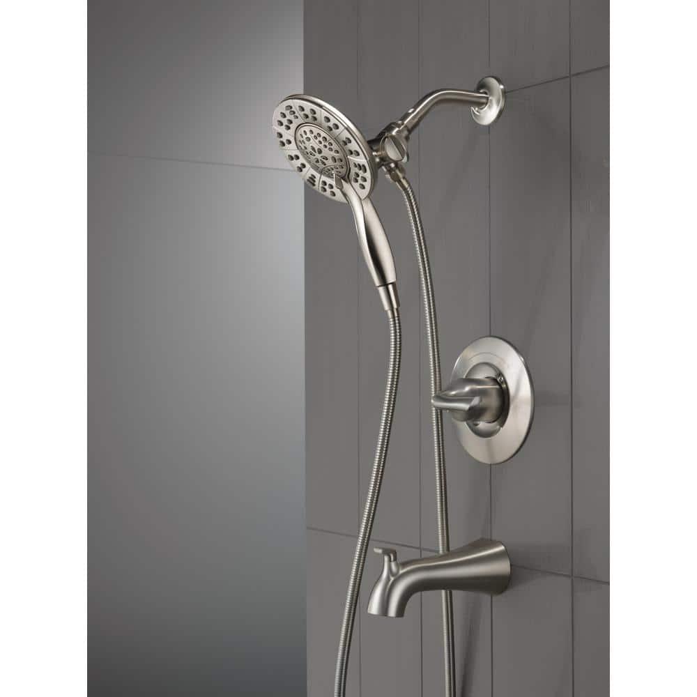 Delta Arvo In2ition TwoinOne SingleHandle 4Spray Tub and Shower Faucet in Spotshield Brushed Nickel