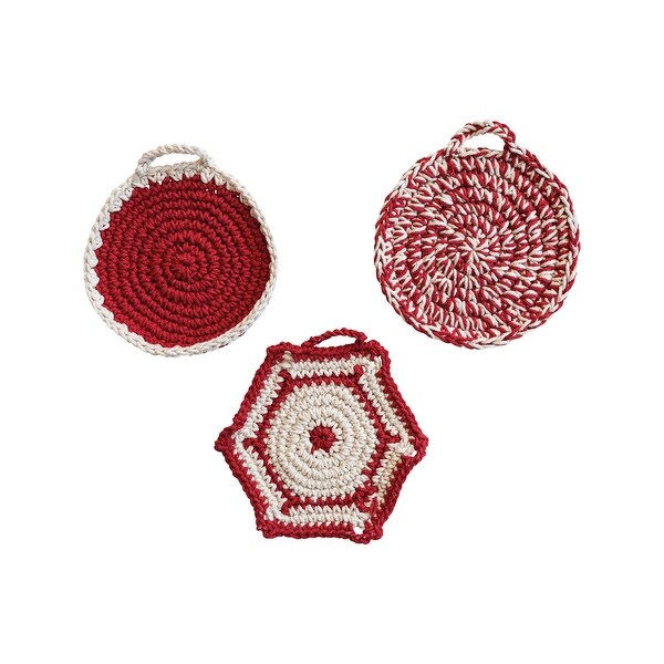 Cotton Crocheted Pot Holder Set，Set of 3