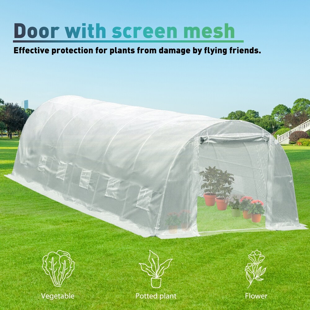 Aoodor Patio Greenhouse Heavy Duty Frame Portable Hot House with 1 Zippered Screen Doors