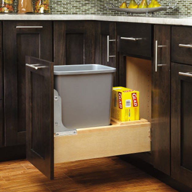 Rev a shelf 4wcbm Single Maple Bottom Mount Pullout Waste Container Trash Cans With Soft Open And Close Slide System