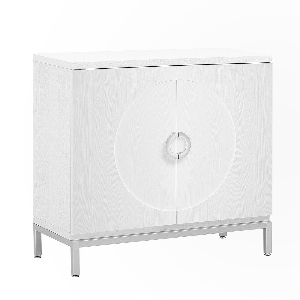 Accent Cabinet with Solid Wood Veneer and Metal Leg Frame