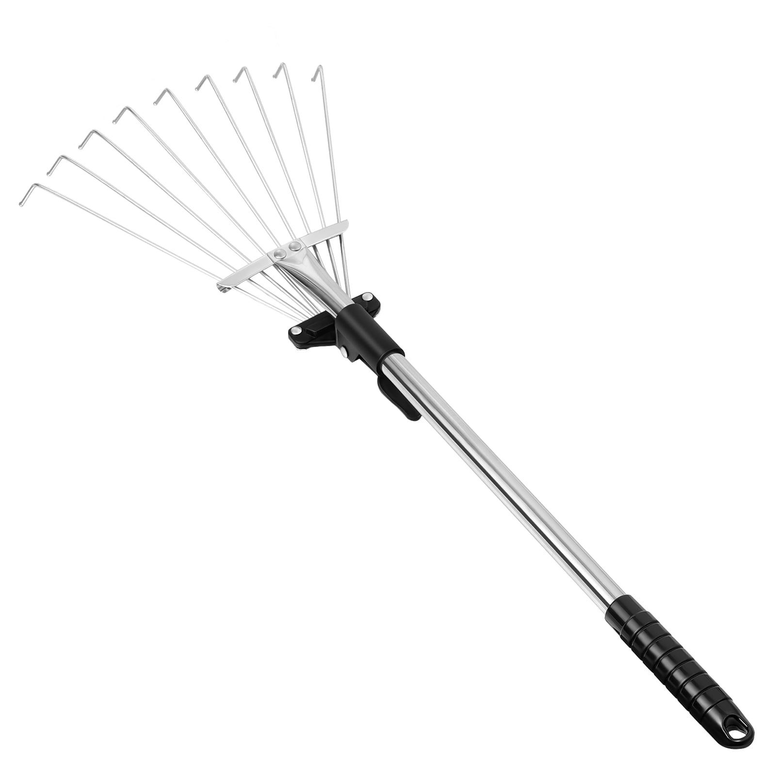 TOYANDONA Telescopic Metal Rake Adjustable Retractable Leaves Rake Gardening Tool for Lawn Yard