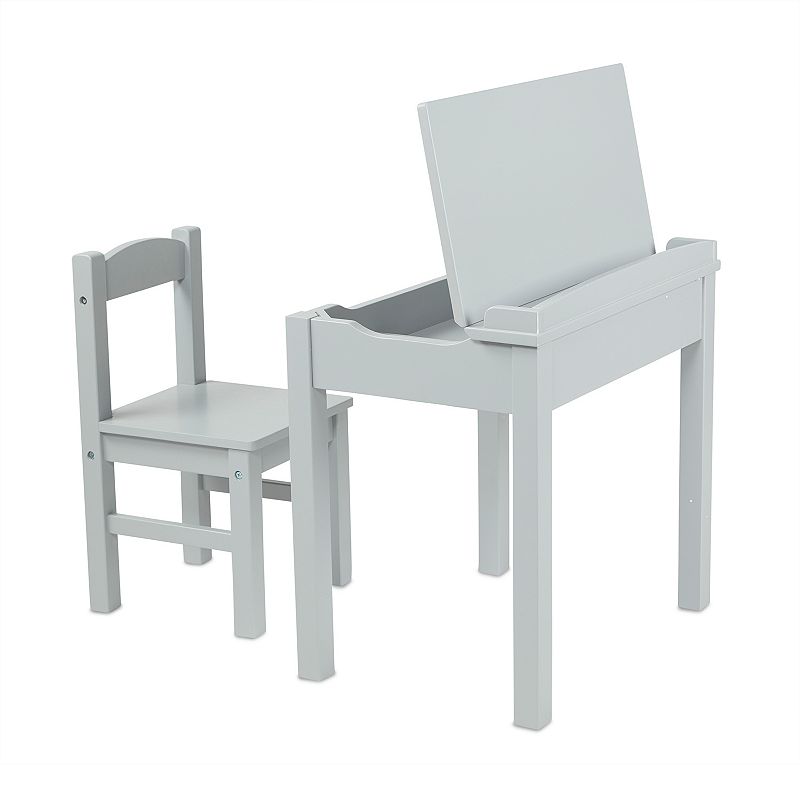 Melissa and Doug Child's Lift-Top Desk and Chair (Kids Furniture， Gray， 2 Pieces)