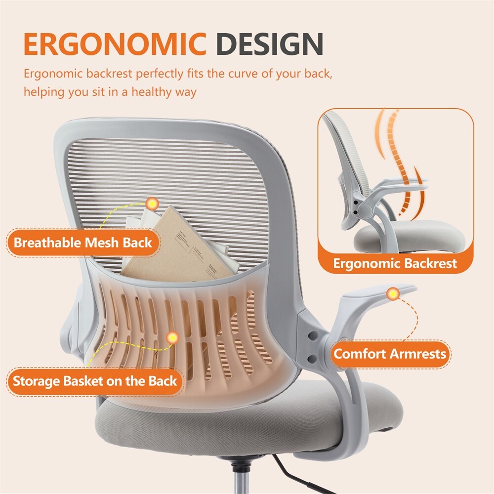 Ergonomic High Office Chair with Flip up Armrests and Cushion   N/A