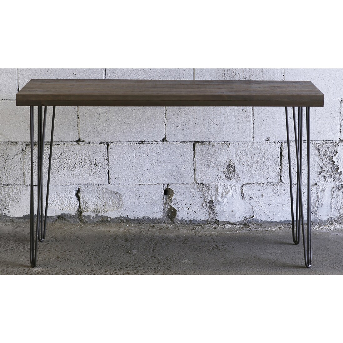 Hobbitholeco. Brown Metal/Wood 15-inch x 48-inch Console Table