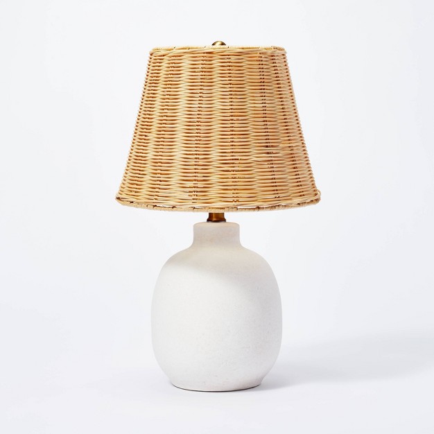 Ceramic Table Lamp With Rattan Shade White Designed With Studio Mcgee