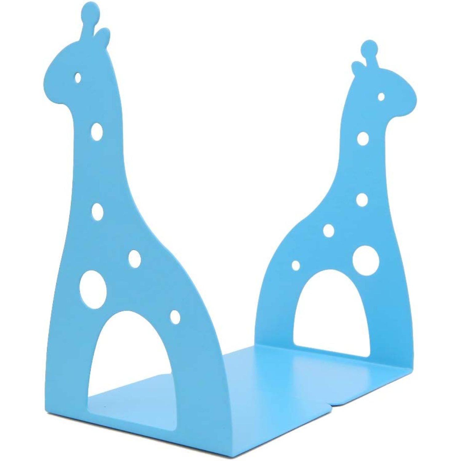 Winterworm 1 Pair Cute Cartoon Animal Theme Giraffe Shape Bookend For Children Gift And School Supplies (blue)