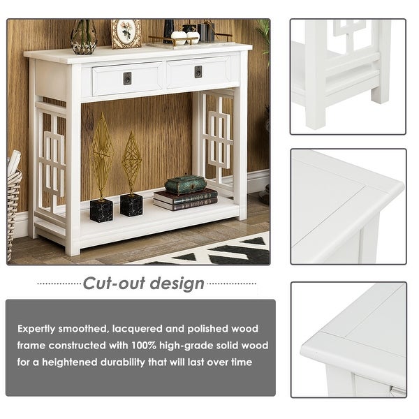 Merax Entryway Accent Console Table with 2 Drawers and Bottom Shelf