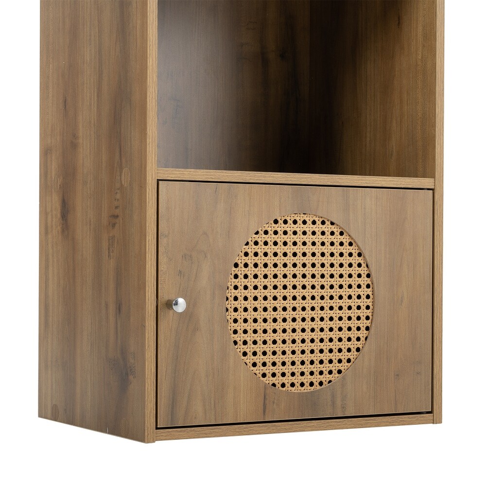 Rustic Rattan Cabinet with 1 Door in Brown