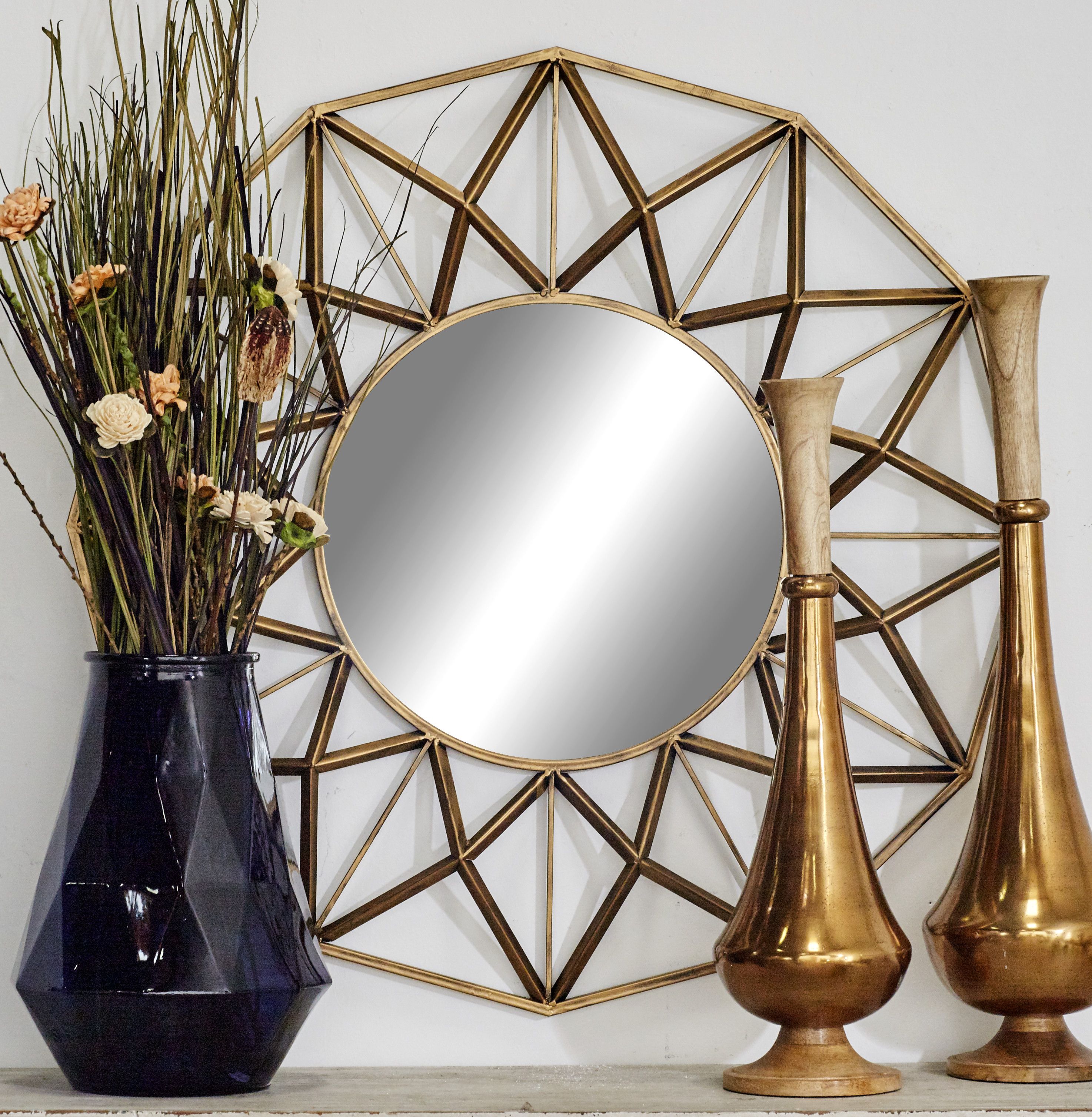 Gold Glam Metal Wall Mirror 32 x 32