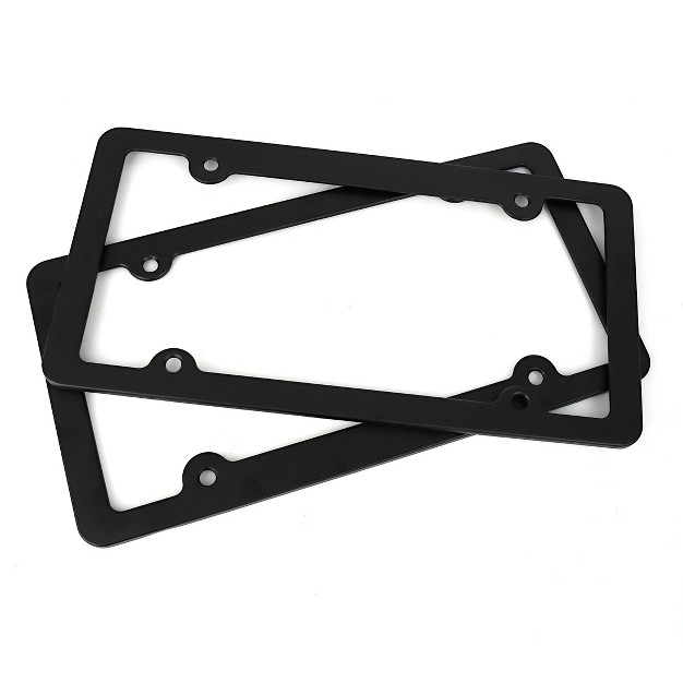 Unique Bargains Aluminum Alloy Screw Caps 4 Hole Front Rear License Plate Frame Black 2 Pcs