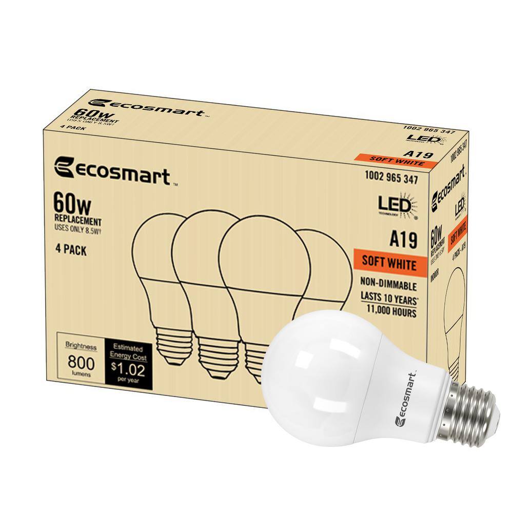 60-Watt Equivalent A19 Non-Dimmable CEC LED Light Bulb Soft White (16-Pack) A8A19A60WT2044