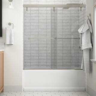 Delta Crestfield 60 in. x 59-14 in. Mod Semi-Frameless Sliding Bathtub Door in Nickel and 14 in. (6mm) Clear Glass SD3441667