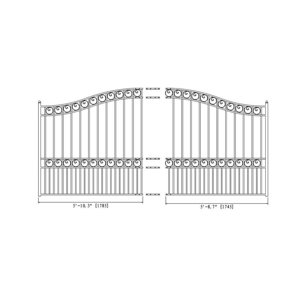 ALEKO Paris Style 12 ft. x 6 ft. Black Steel Single Slide Driveway Fence Gate DG12PARSSL-HD