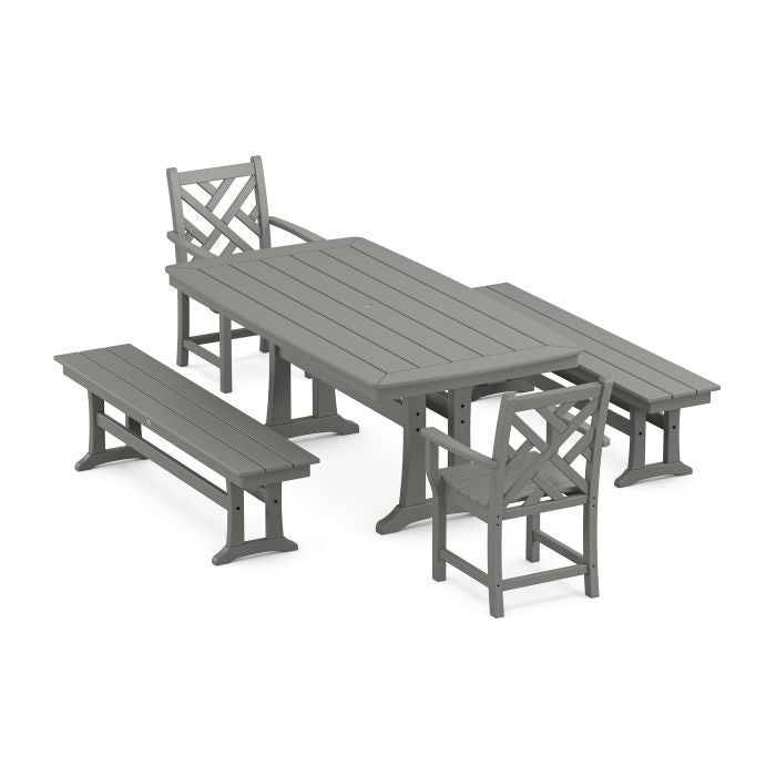 Polywood Chippendale 5-Piece Dining Set with Trestle Legs PWS1033-1