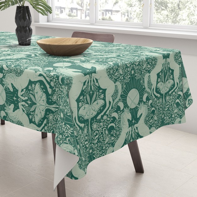 Avenie Unicorn Damask Green Tablecloth deny Designs