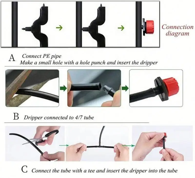 1/4Inch Adjustable Micro Drip Irrigation System Watering Sprinklers Anti Clogging Emitter Dripper Red Garden Supplies