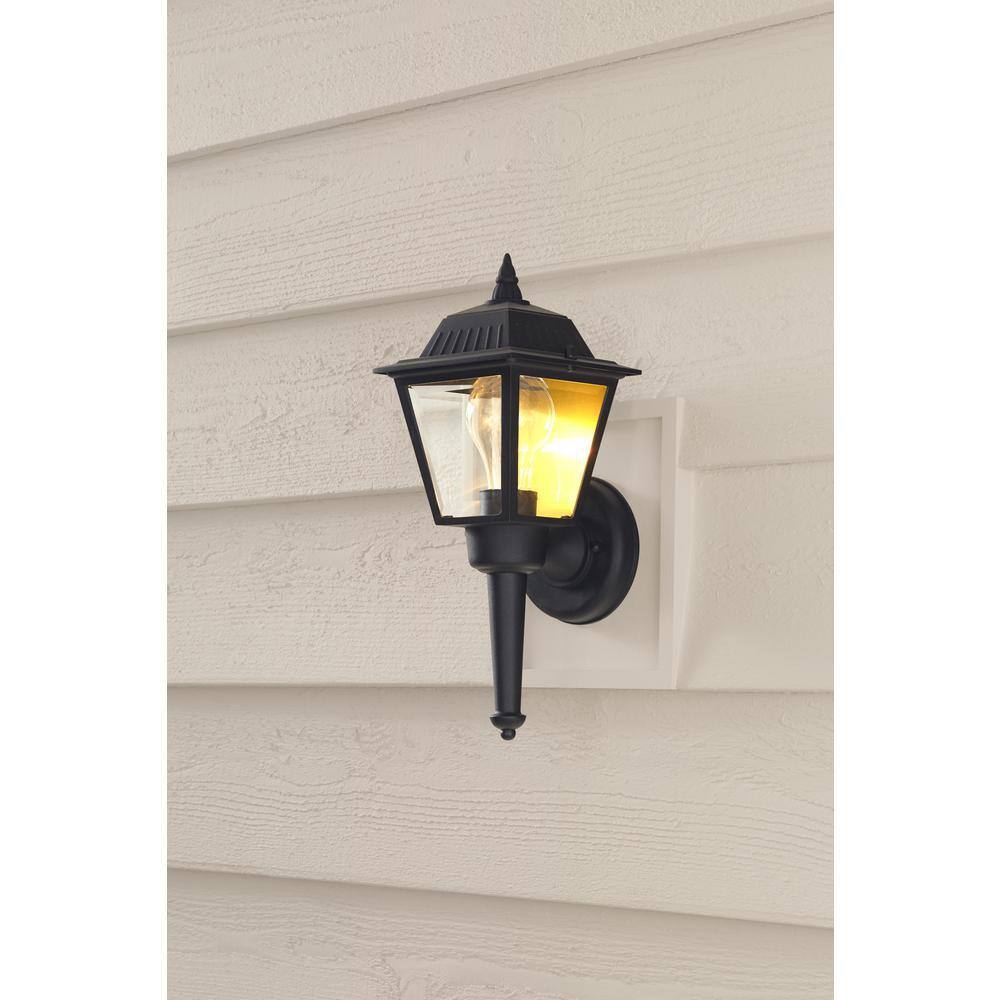 PRIVATE BRAND UNBRANDED 1-Light Black Outdoor Wall Light Fixture with Clear Glass KB 5004