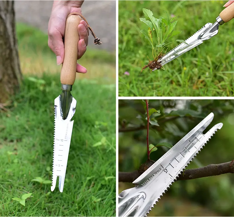 5 in 1 Garden Plant Transplanter Weeding Tools Sawtooth Stainless Steel Manual Hand Weeder