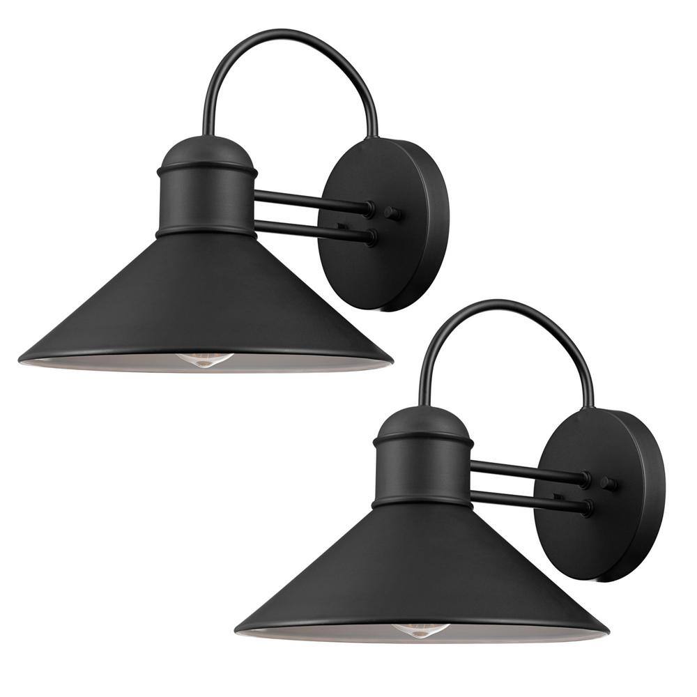 Globe Electric Sebastien Black Industrial Outdoor 1-Light Wall Sconce (2-Pack) 44165