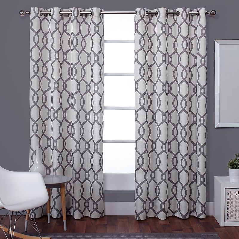 Exclusive Home Exclusive Home Kochi Light Filtering Linen Blend Grommet Top Curtain Panel Pair， 54x96， Burgundy