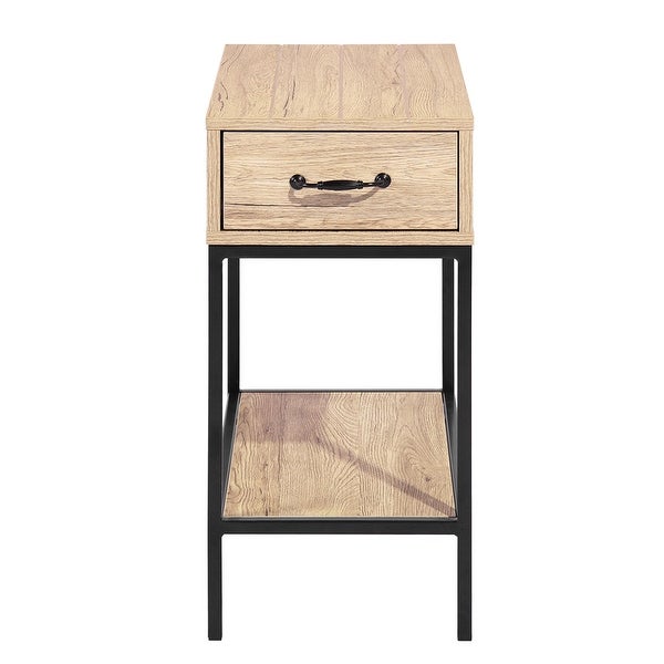 Narrow Side Table with 1 Drawer and 1 Shelf