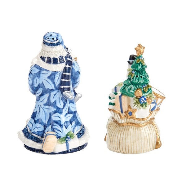 Fitz and Floyd Holiday Home Blue Salt and Pepper Set