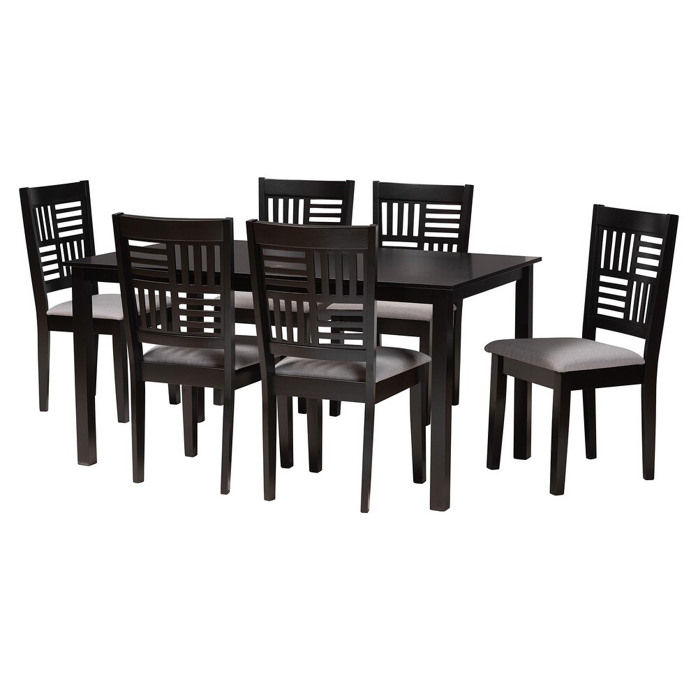 Deanna Wood Dining Set Grey/Dark Brown