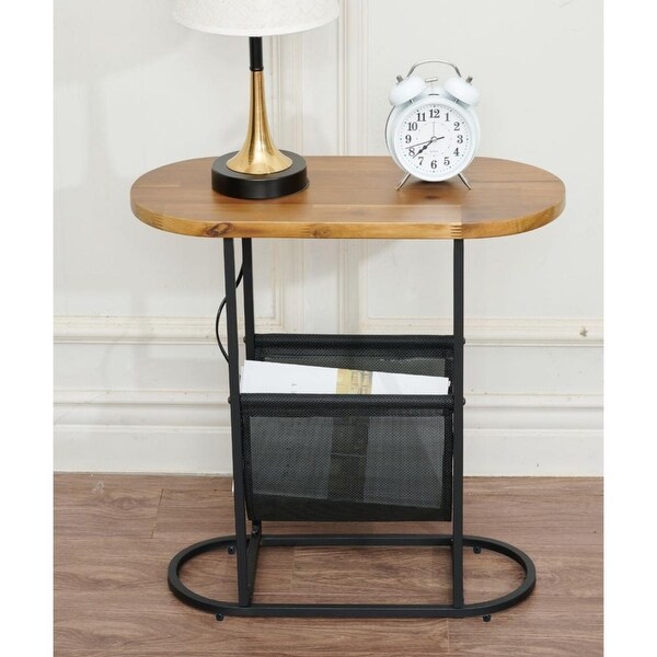 Set of 2 Small Side Tables With Magazines Organizer Storage Space