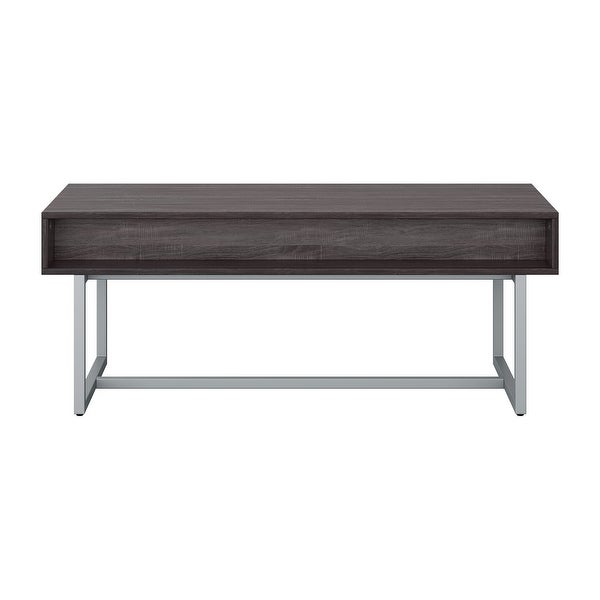 Auston Single Drawer Coffee Table with Silver Metal Legs