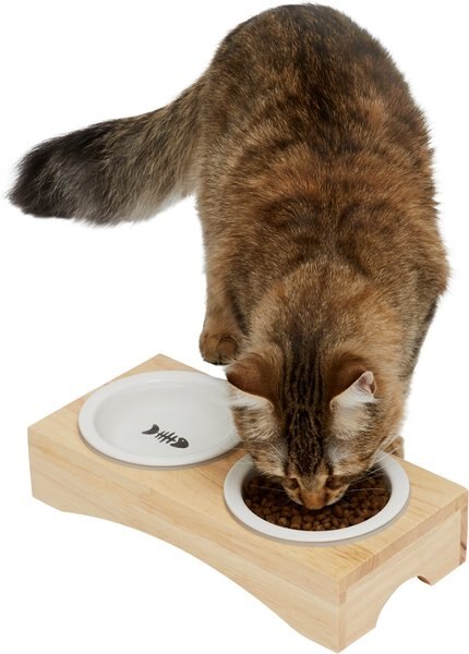 Frisco Double Elevated Cat Bowl with Wood Stand