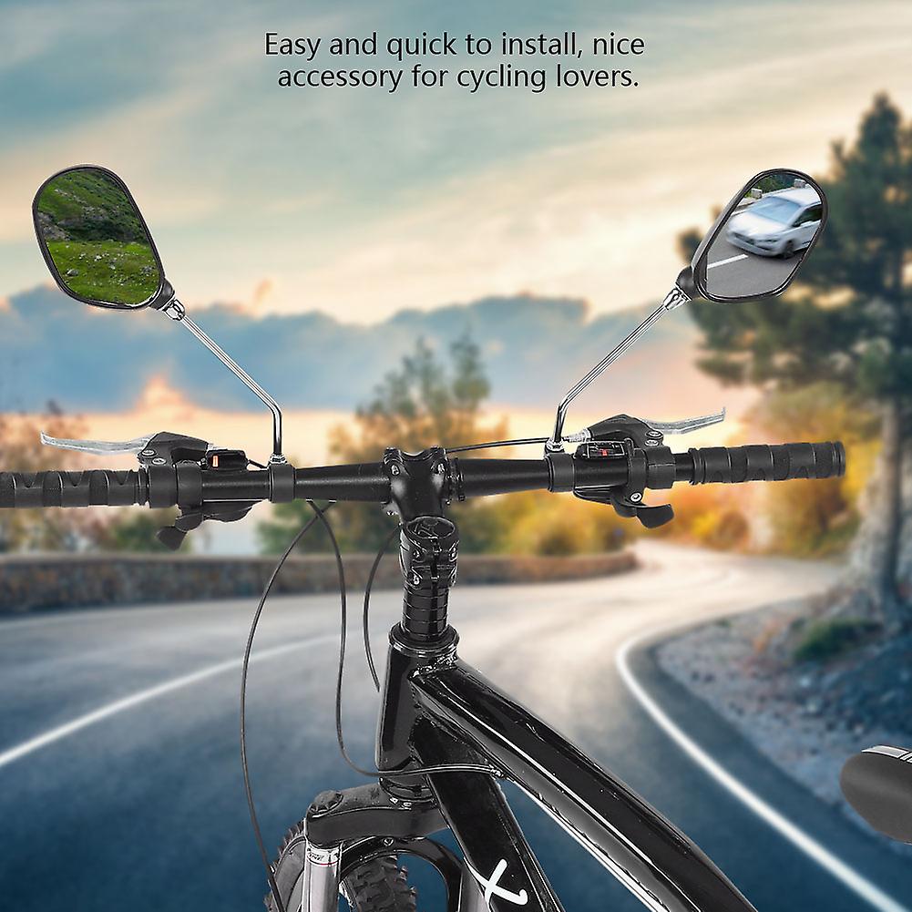 1 Pair Cycling Mountain Bike Handlebar Back View Mirror 360 Rotation With Safety Reflectors