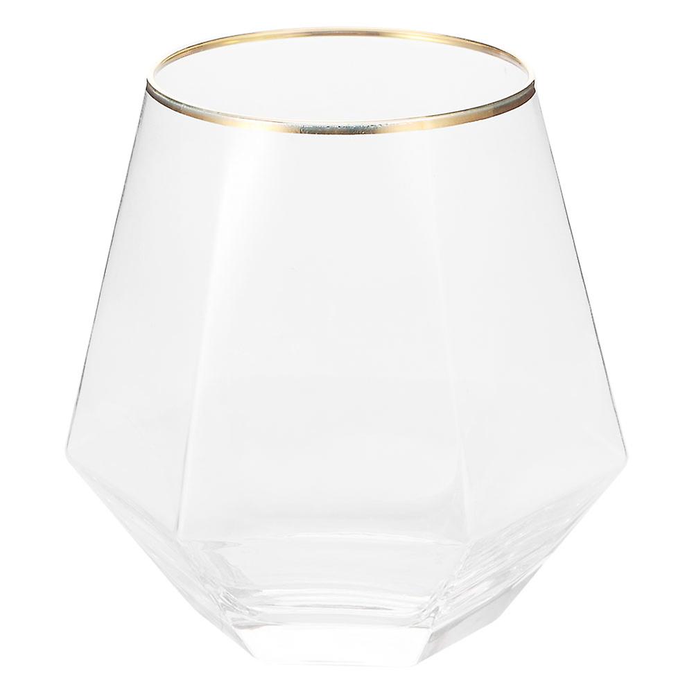 260ml Unique Hexagonal Shape Transparent Glass Whisky Cup Wine Beer Mug Bar Accessory Gold Edge