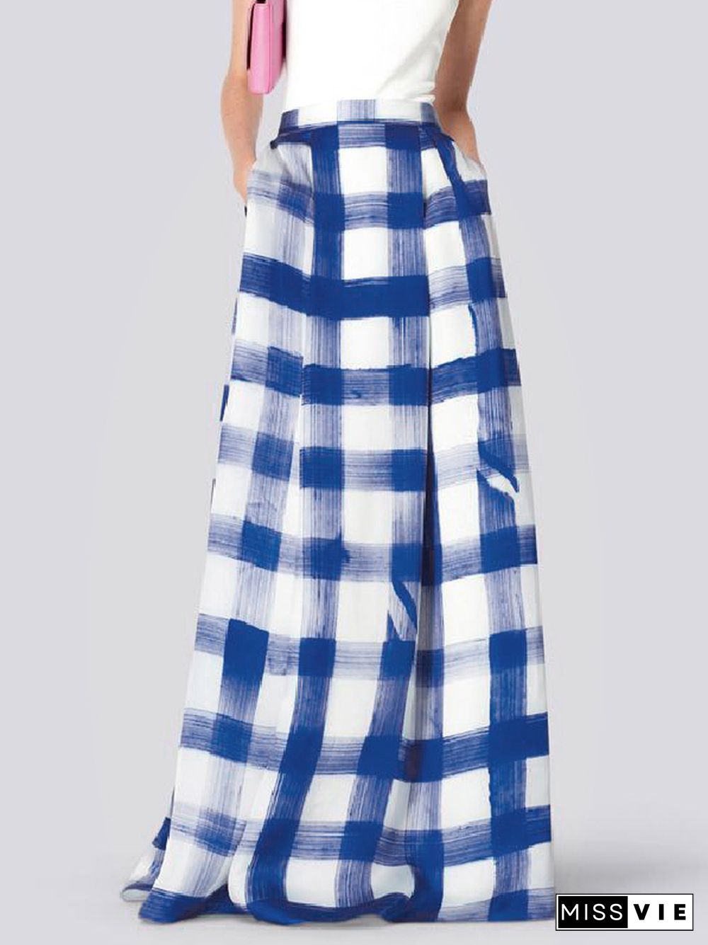 Loose Plaid Printed Skirts Bottoms