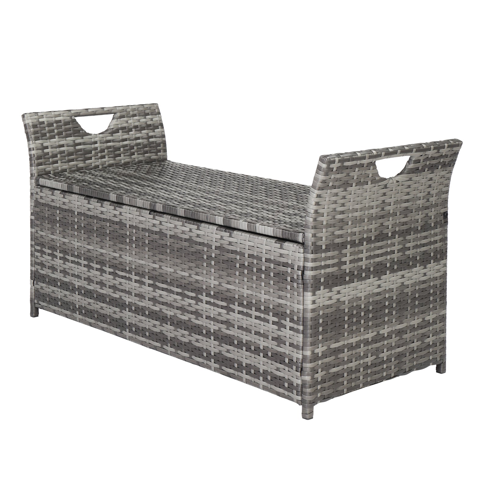 VINGLI 40 Gallon Patio Rattan Deck Box with Cushion, Wicker Outdoor Storage Box, Grey